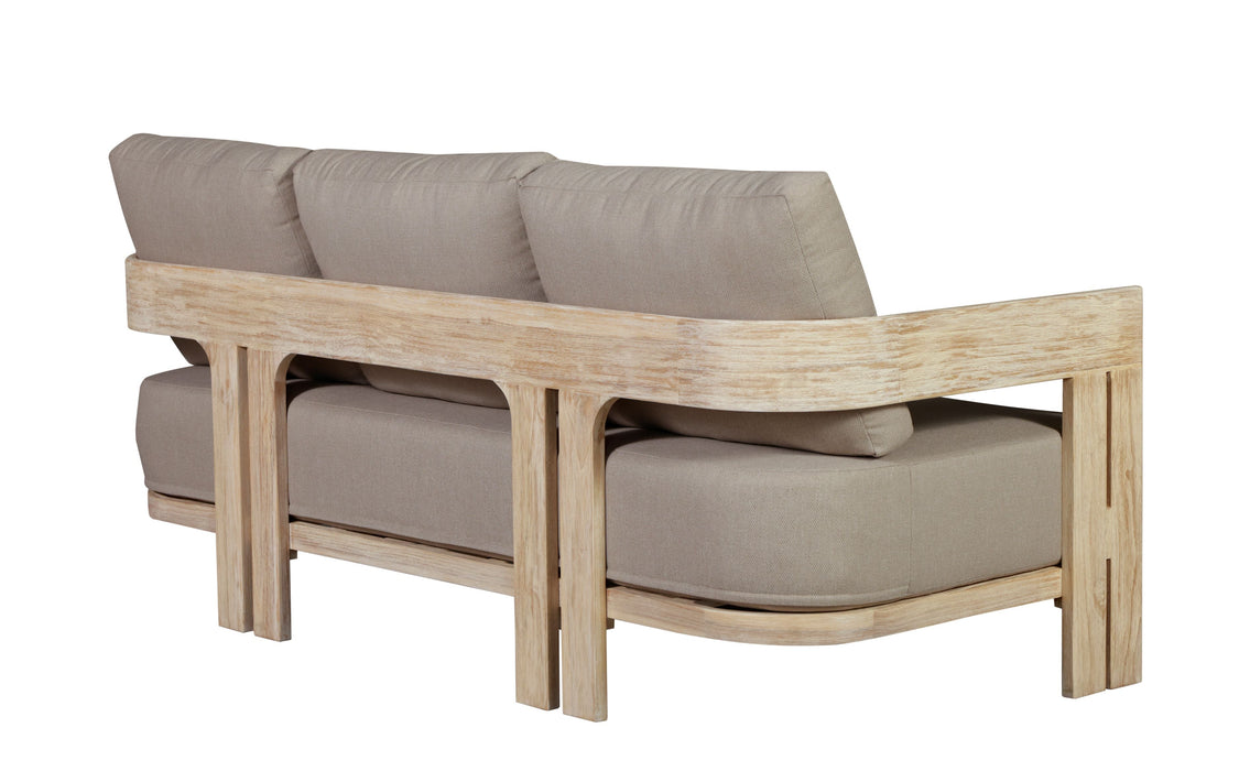 Paradiso Teak Wood Natural Look Sofa - Gray Fabric