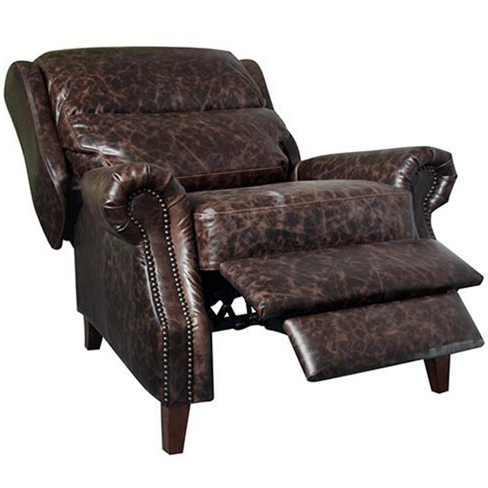 English Rolled Arm Recliner - Dark Brown Leather - Crafters and Weavers