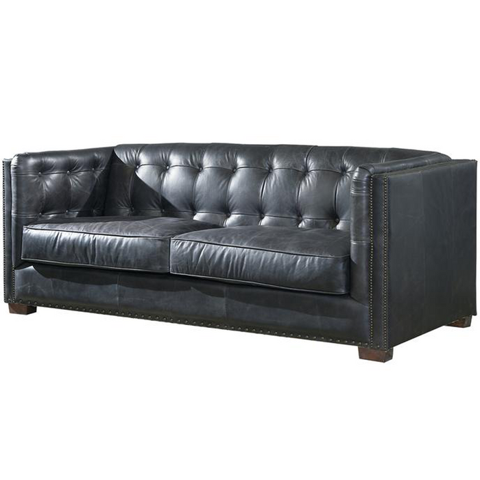 OUT OF STOCK Tuxedo Leather Sofa - Slate - Crafters and Weavers