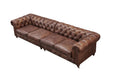 PREORDER Century Chesterfield Sofa - Bark Brown Leather - 118" - Crafters and Weavers