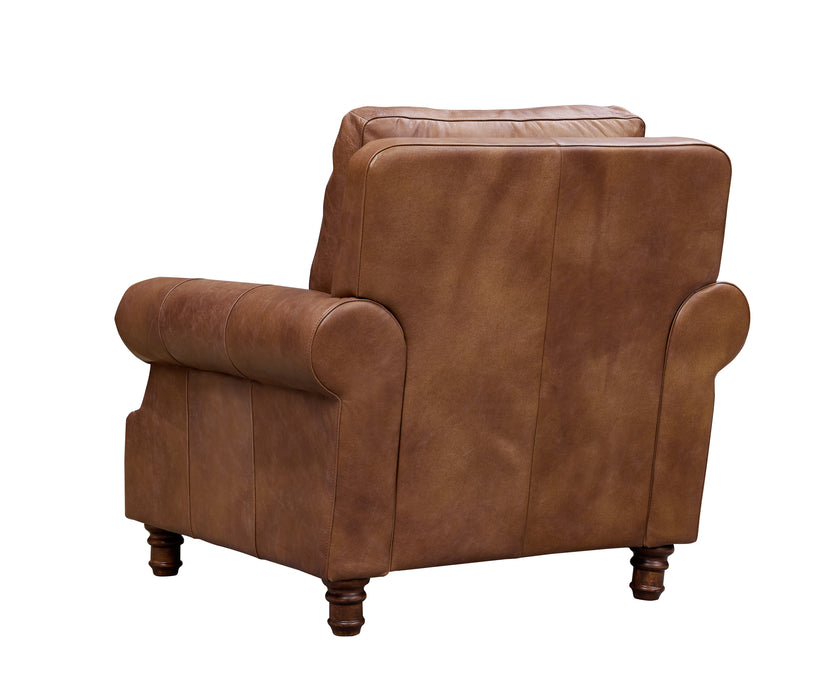 English Rolled Arm - Arm Chair - Bark Brown Leather