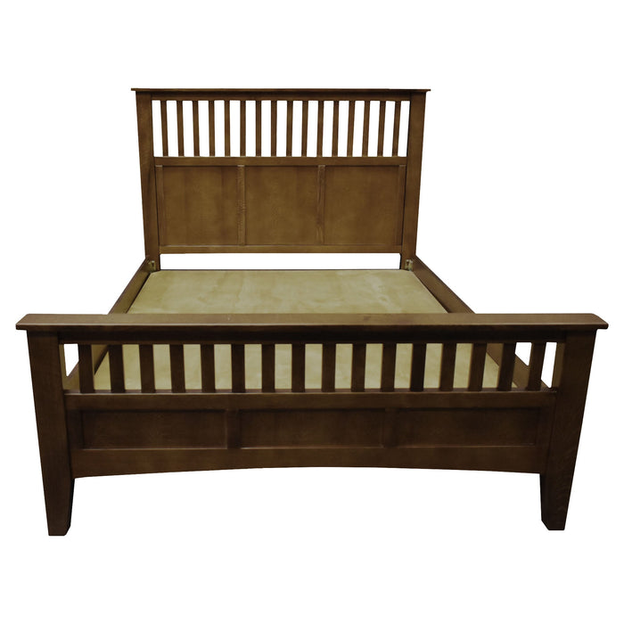 Mission Style Quarter Sawn Oak Bed with Slats - Walnut