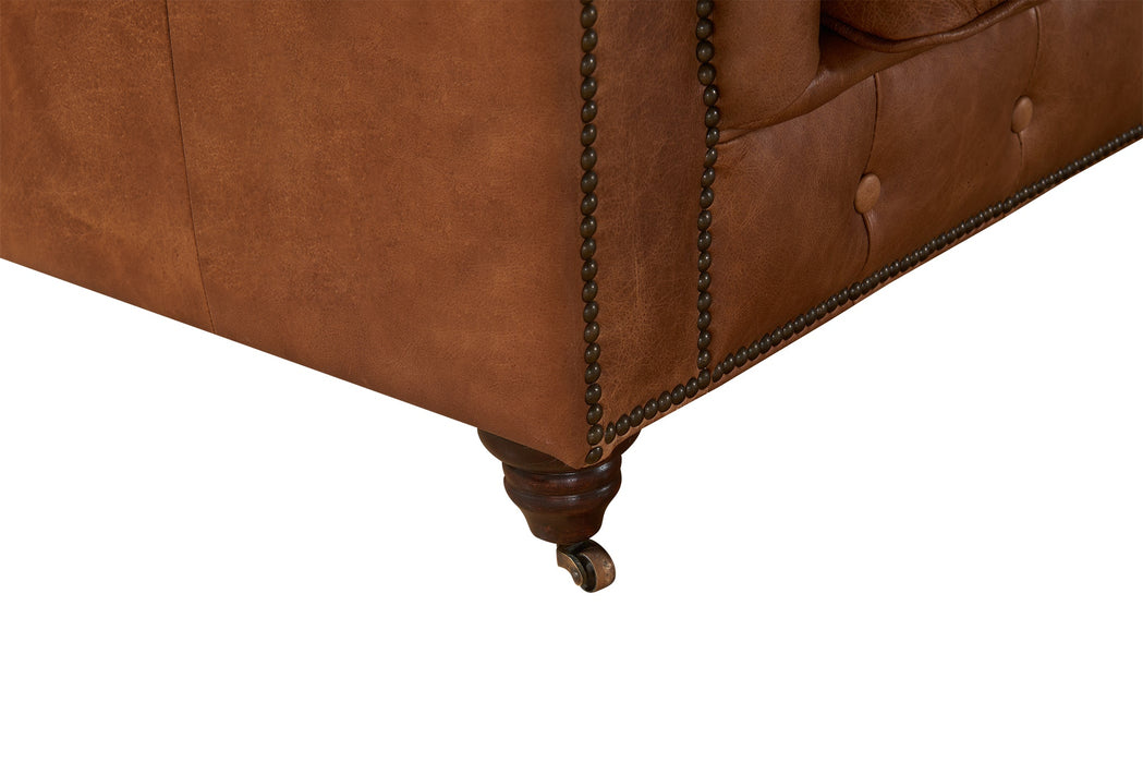 Century Chesterfield Arm Chair - Light Brown Leather