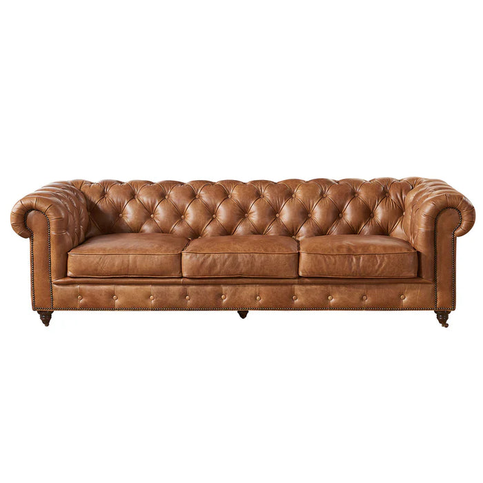 Century Chesterfield Sofa - Light Brown Leather