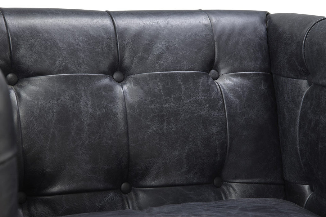 Tuxedo Leather Arm Chair - Slate