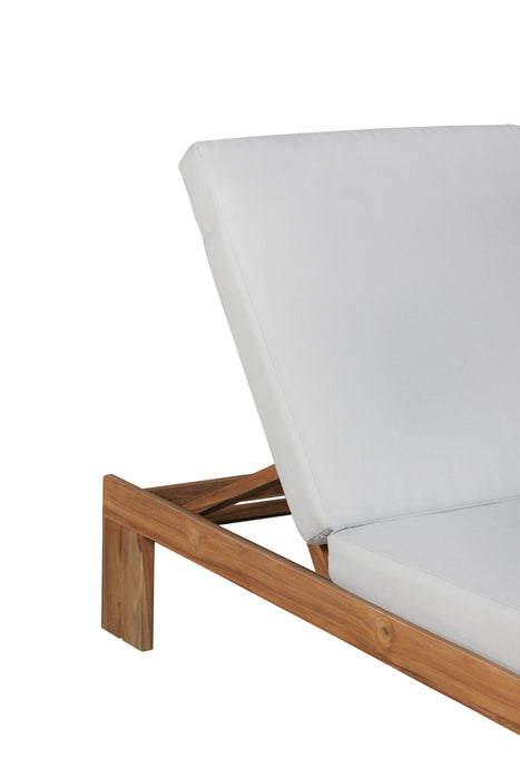 Paradiso Outdoor Teak Chaise - Gray Fabric