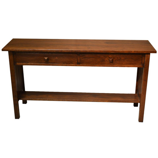 SOLD OUT Mission Oak Console Table With 2 Drawers - Walnut (W1) - Crafters and Weavers