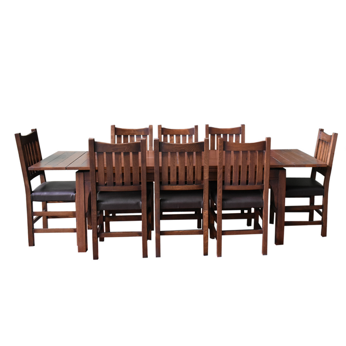 PREORDER Mission Stow Leaf Table with #240 Chair Dining Set - Dark Oak - Crafters and Weavers