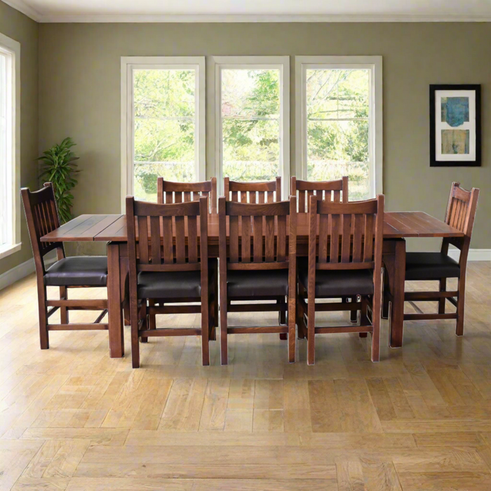 Mission Stow Leaf Table with #240 Chair Dining Set - Dark Oak