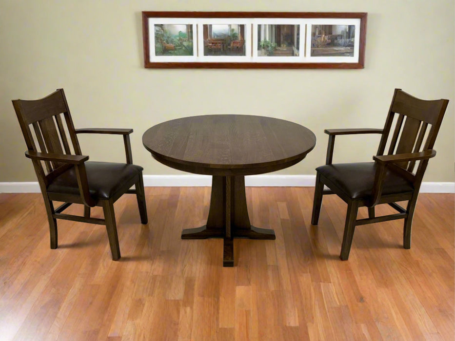 Mission Oak Round Dining Table & Arm chair Set - 42"