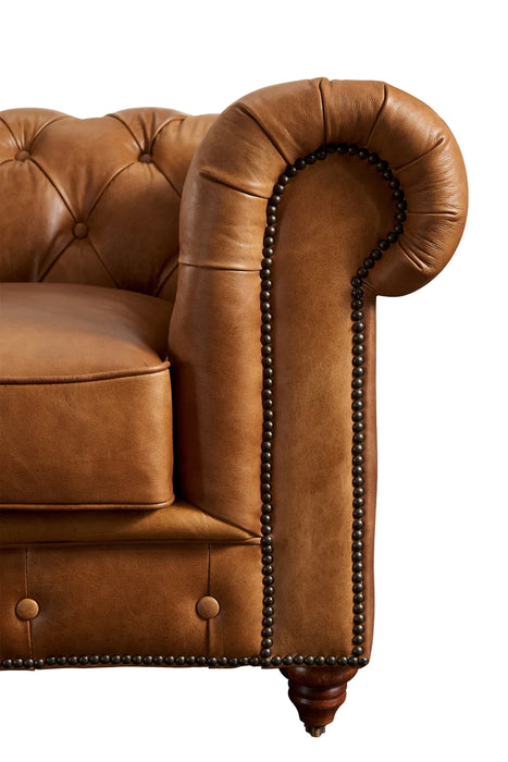 Century Chesterfield Sofa - Light Brown Leather