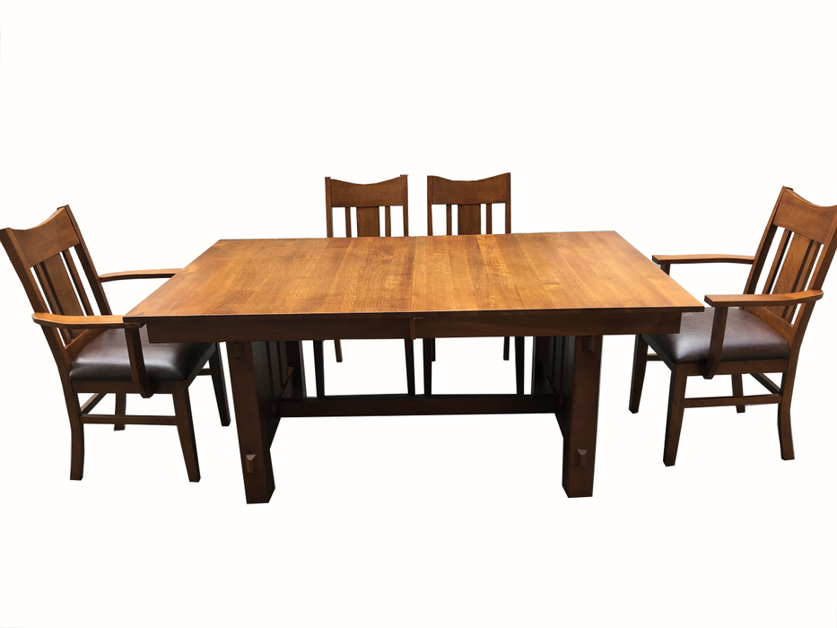 Mission Quarter Sawn Oak Dining Table and Chairs Set (2 Colors Available)