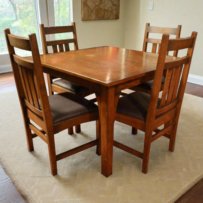 Mission Style White Oak Square Dining Table Set