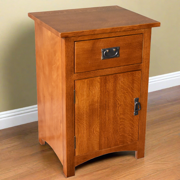 Mission Quarter Sawn Oak 1 Door, 1 Drawer Nightstand - Michael's Cherry (MC-A)