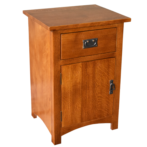 Mission Quarter Sawn Oak 1 Door, 1 Drawer Nightstand - Michael's Cherry (MC-A) - Crafters and Weavers