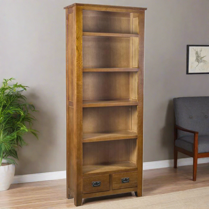 Mission Quarter Sawn Oak Open Shelf Bookcase