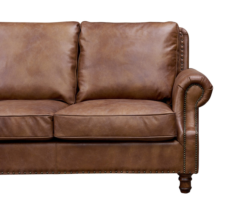 English Rolled Arm Sofa - Bark Brown Leather