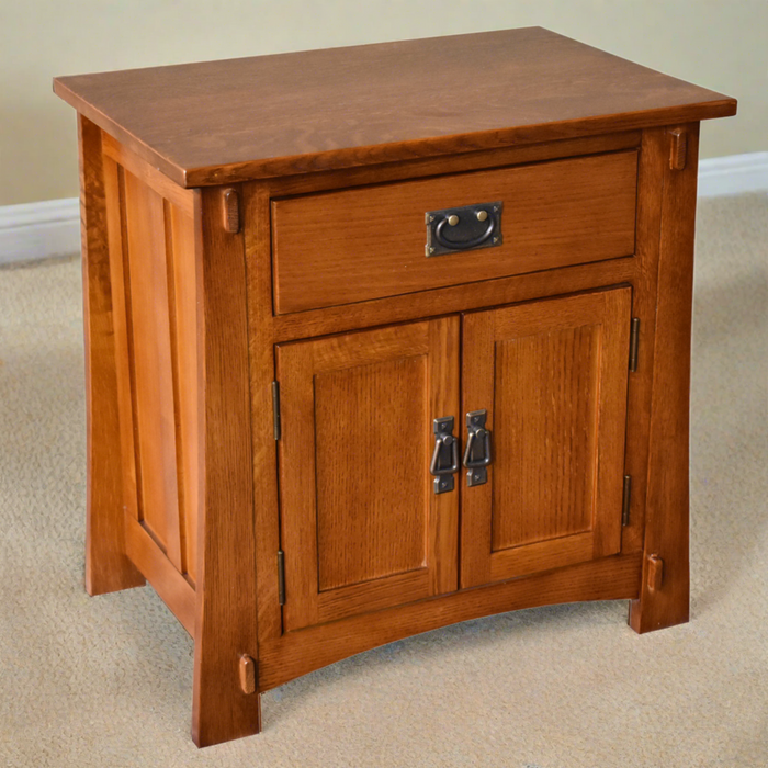 Mission Style Solid Oak Nightstand Model A3 - Michael's Cherry Stain