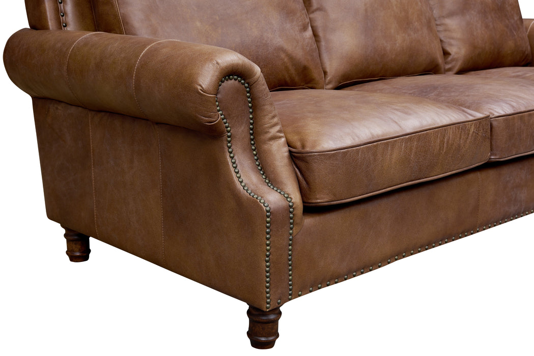 English Rolled Arm Sofa - Bark Brown Leather