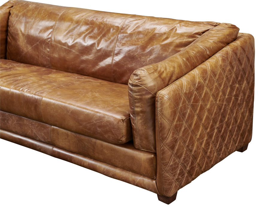 Waco Rustic Modern Sofa - Light Brown Leather - Crafters and Weavers