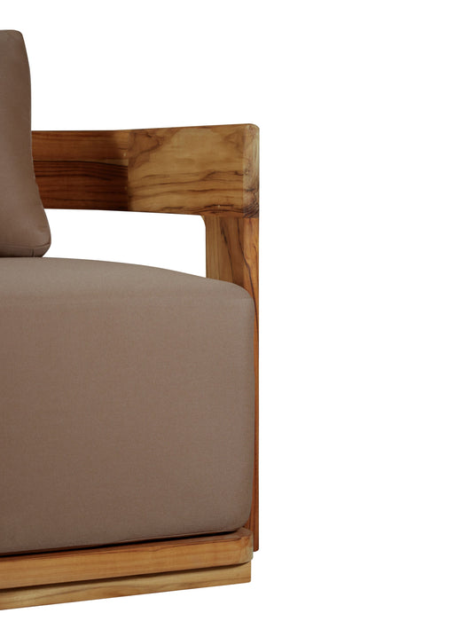 Eclipse Outdoor Solid Teak Wood Sofa - Light Brown Fabric