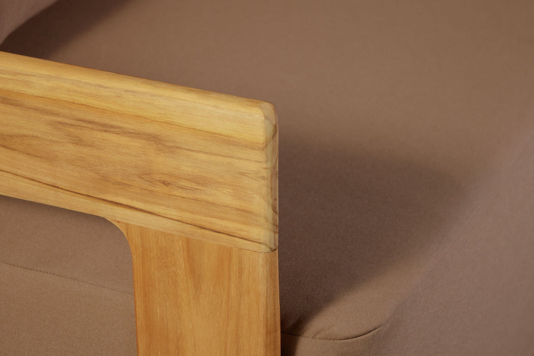 Eclipse Outdoor Solid Teak Wood Sofa - Light Brown Fabric