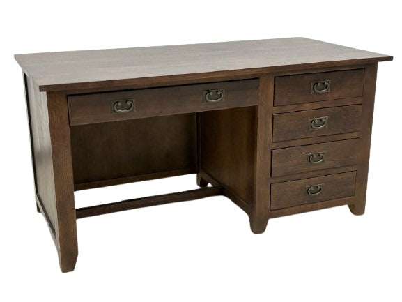 Mission Quarter Sawn Oak 5 Drawer Library Desk