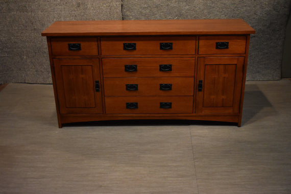 Mission Quarter Sawn Oak 6 Drawer Sideboard - 62" - Crafters and Weavers