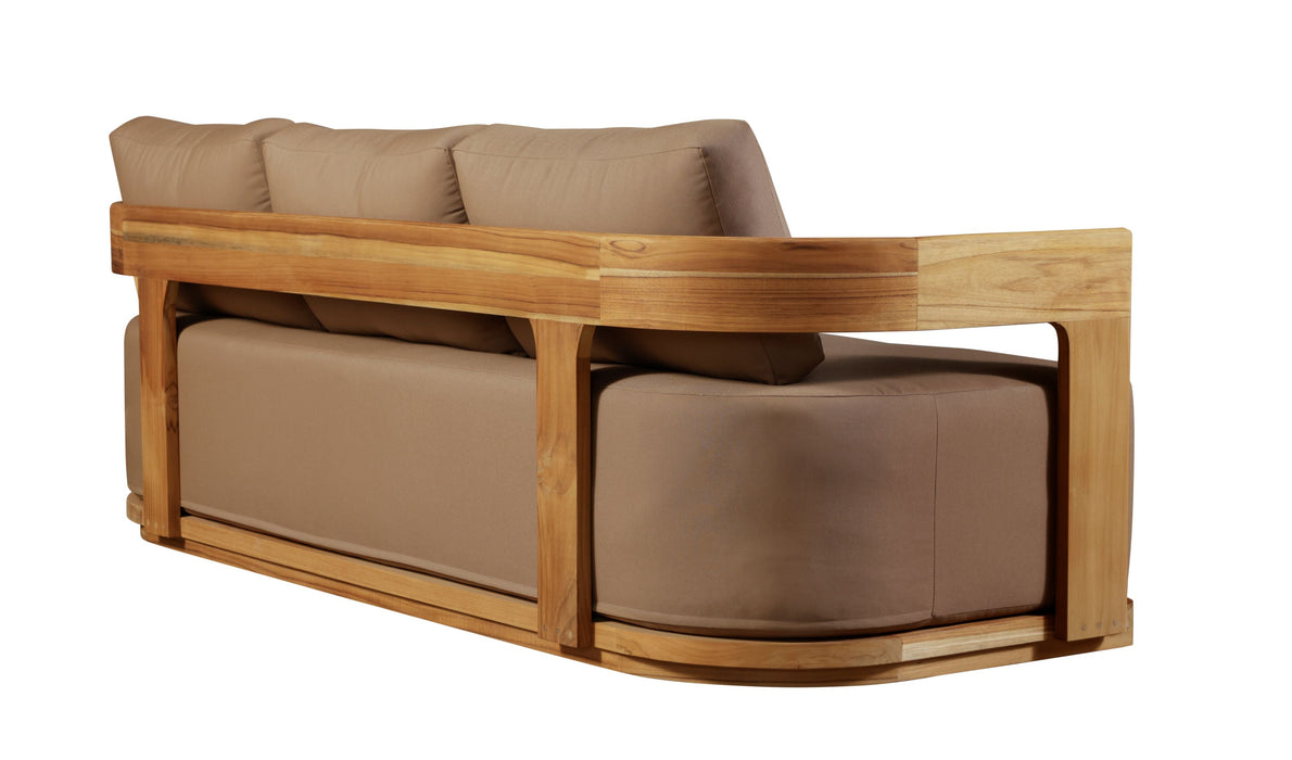 Eclipse Outdoor Solid Teak Wood Sofa - Light Brown Fabric