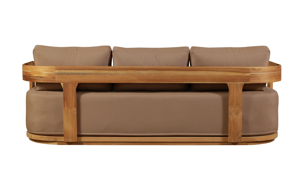 Eclipse Outdoor Solid Teak Wood Sofa - Light Brown Fabric