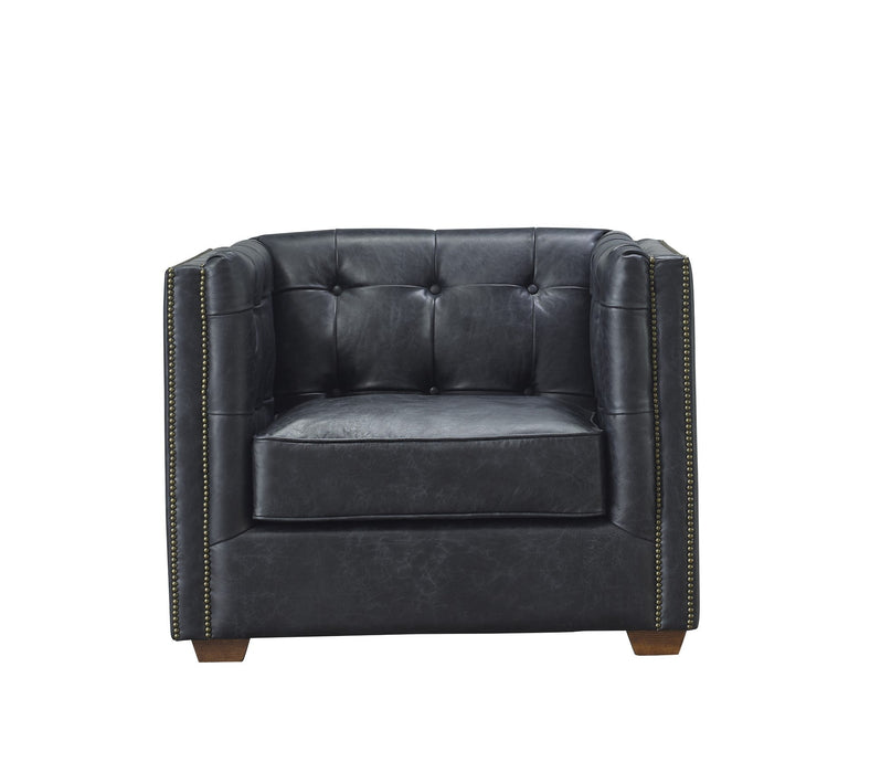 Tuxedo Leather Arm Chair - Slate