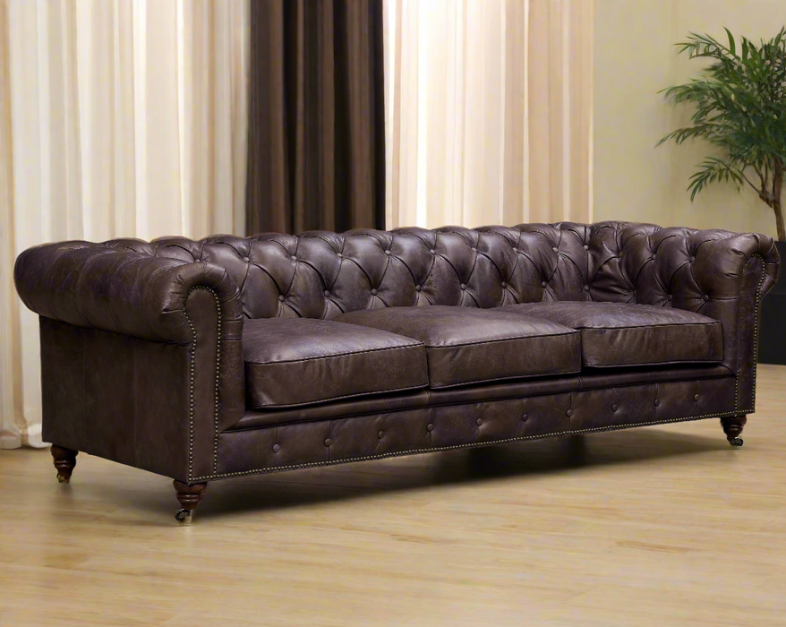 Century Chesterfield Sofa - Dark Brown Leather