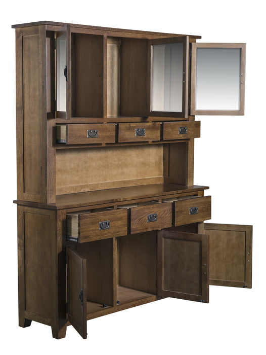 Mission 6 Door & 6 Drawer China Cabinet - Walnut - 59" - Crafters and Weavers