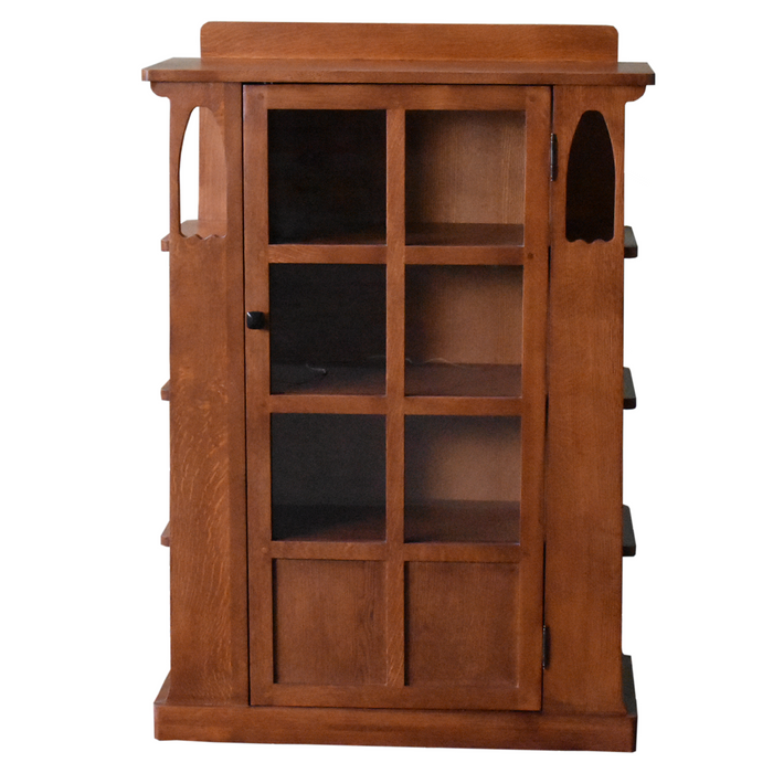 Mission 1 Door Bookcase with Side Shelves - Light - Crafters and Weavers