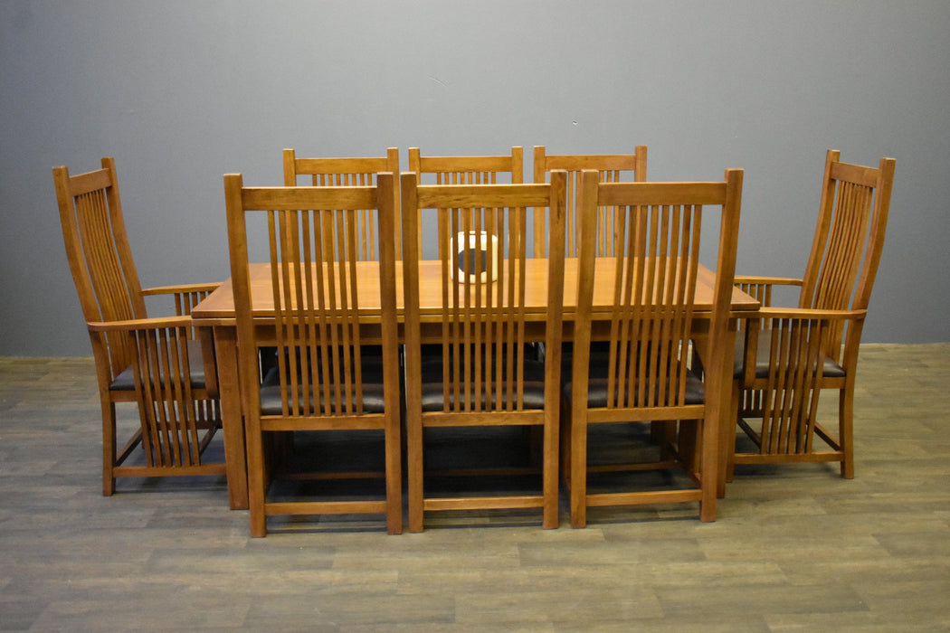 Mission Style Oak Stow Leaf Dining Table (2 Colors Available) - Walnut - Crafters and Weavers