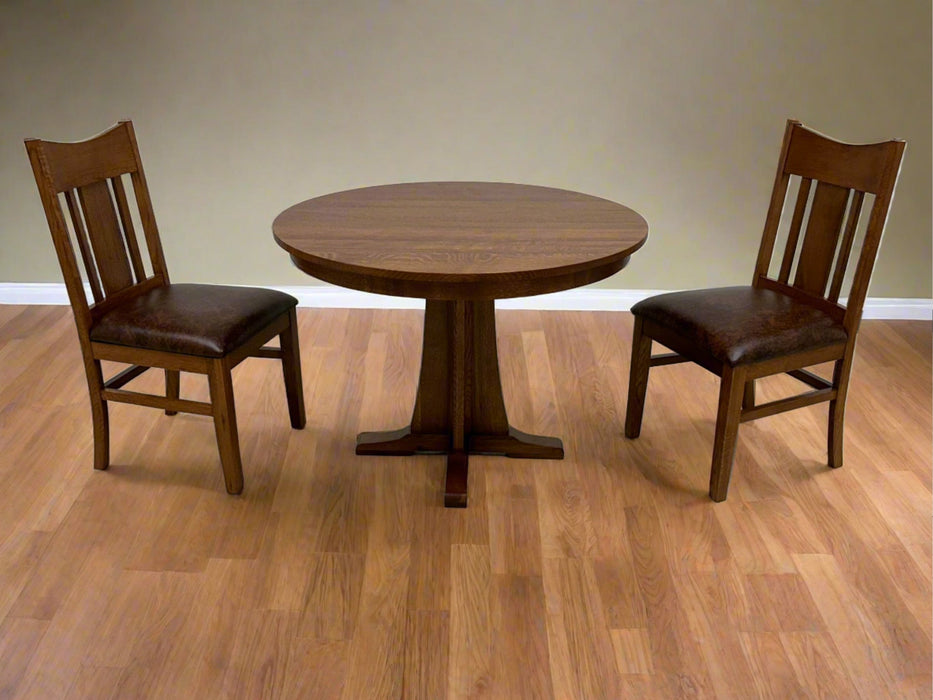 Mission Quarter Sawn Oak Round Dining Table Set - 42"