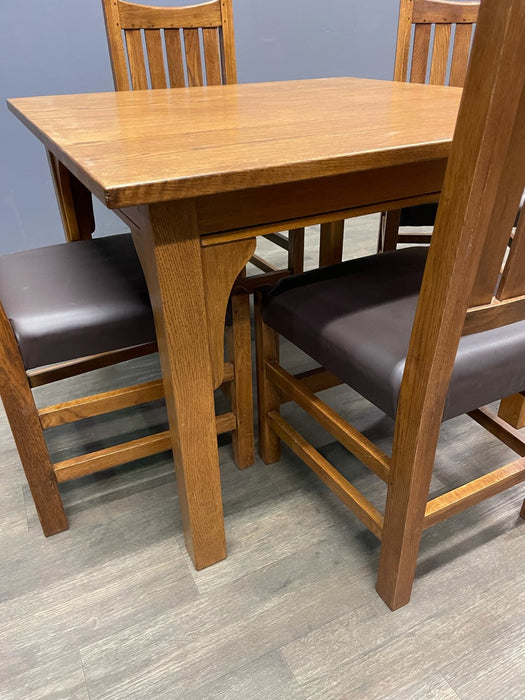 Mission White Oak Square Dining Table with Set of 4 chairs