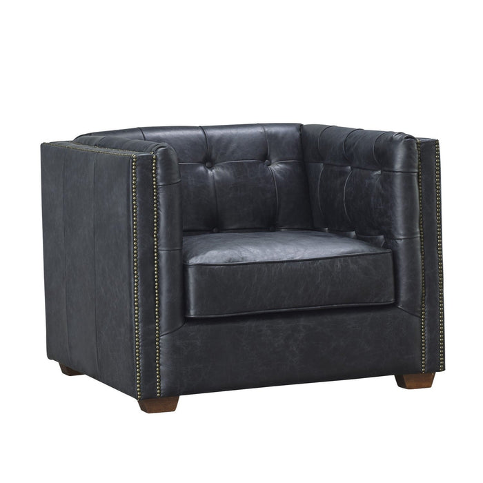 Tuxedo Leather Arm Chair - Slate