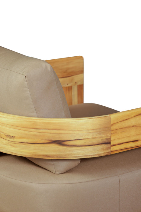 Eclipse Outdoor Solid Teak Wood  Chair - Light Brown Fabric