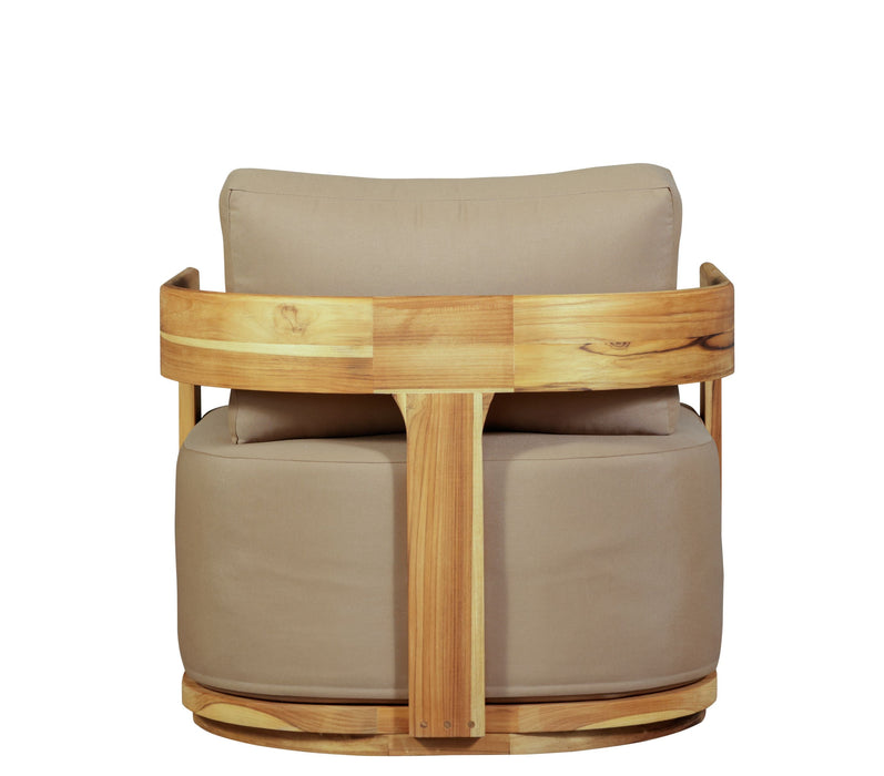 Eclipse Outdoor Solid Teak Wood  Chair - Light Brown Fabric