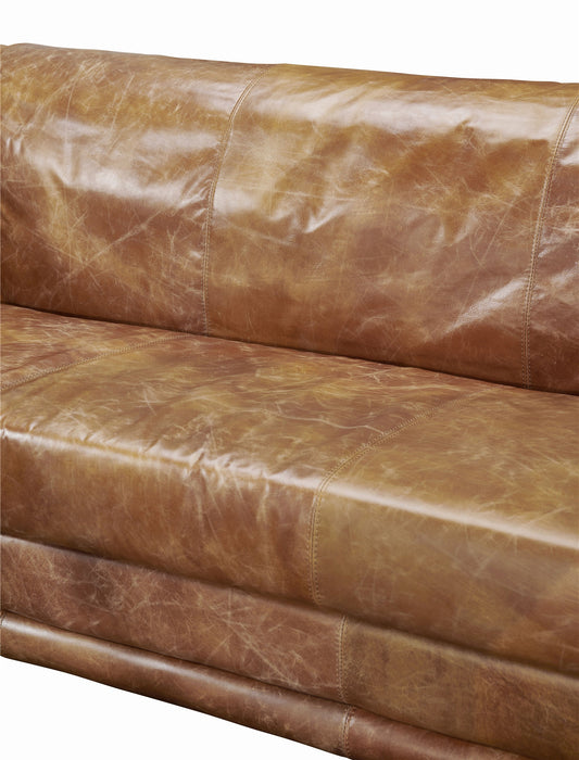 Waco Rustic Modern Love Seat - Light Brown Leather - Crafters and Weavers