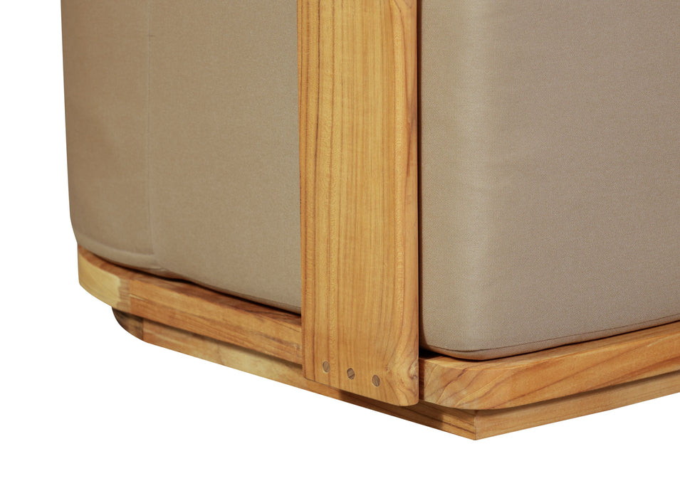 Eclipse Outdoor Solid Teak Wood  Chair - Light Brown Fabric