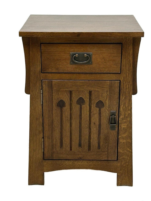 Mission Style Solid Quarter Sawn Oak Keyhole Nightstand