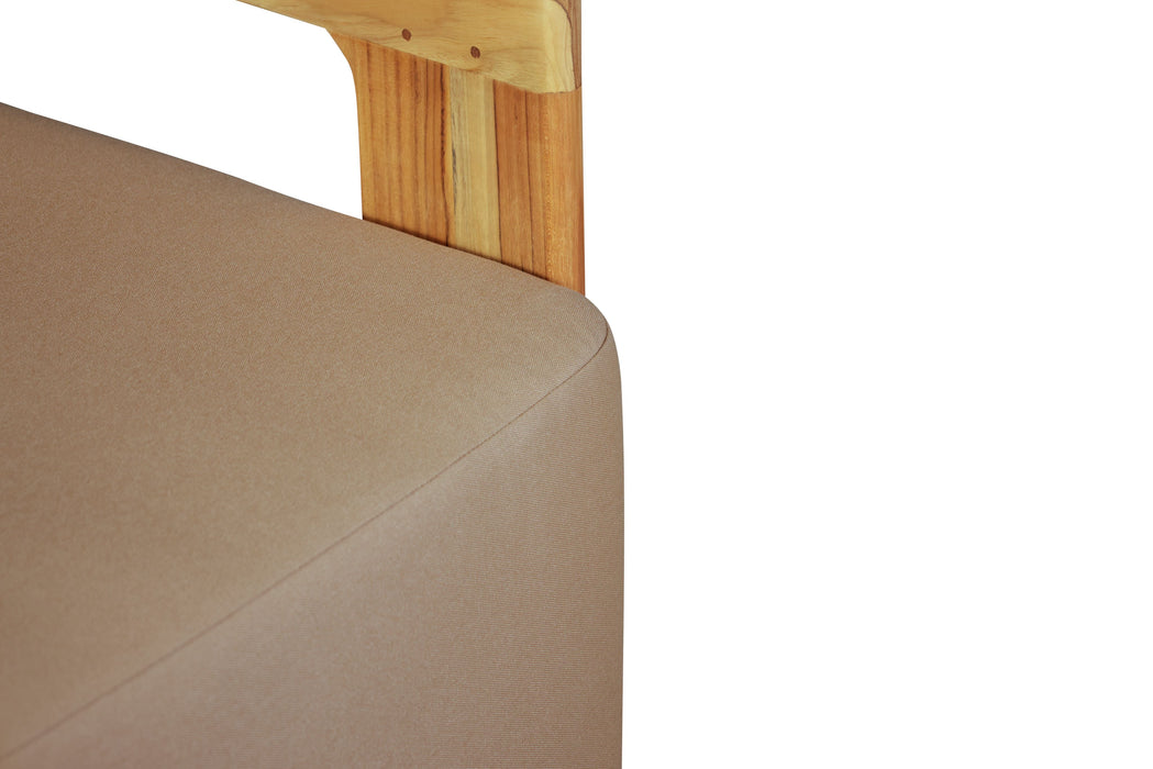 Eclipse Outdoor Solid Teak Wood  Chair - Light Brown Fabric
