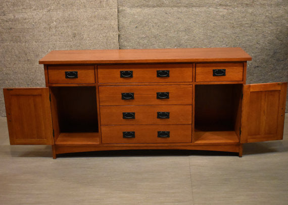 Mission Quarter Sawn Oak 6 Drawer Sideboard - 62" - Crafters and Weavers