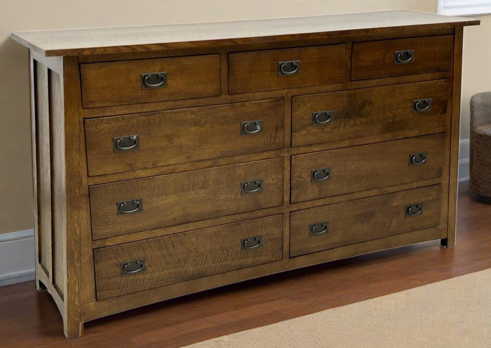 Mission Quarter Sawn Oak 9 Drawer Dresser - Walnut stain