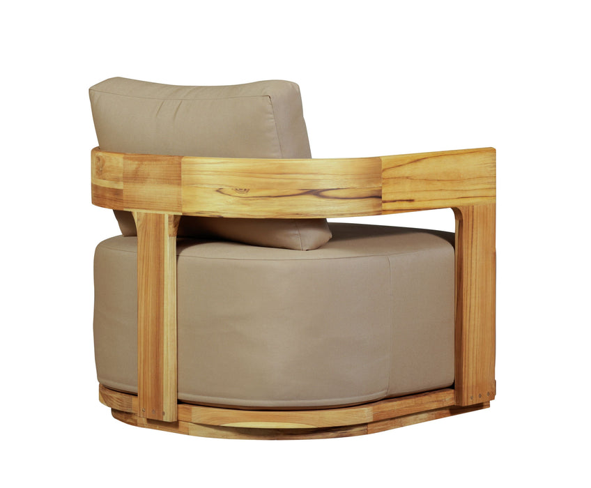 Eclipse Outdoor Solid Teak Wood  Chair - Light Brown Fabric