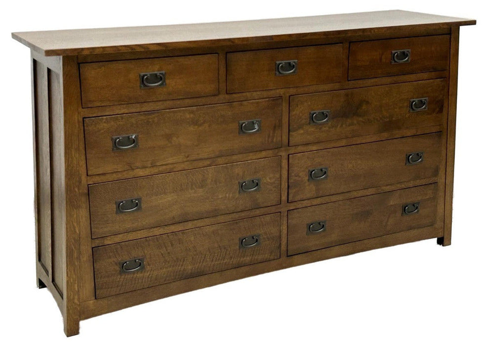 Mission Quarter Sawn Oak 9 Drawer Dresser - Walnut stain