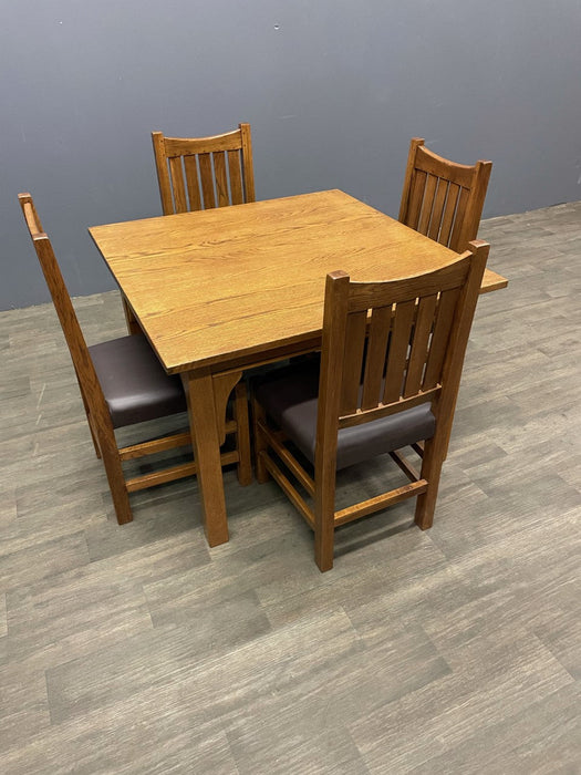 Mission Style White Oak Square Dining Table Set - Michael's Cherry (MC1)