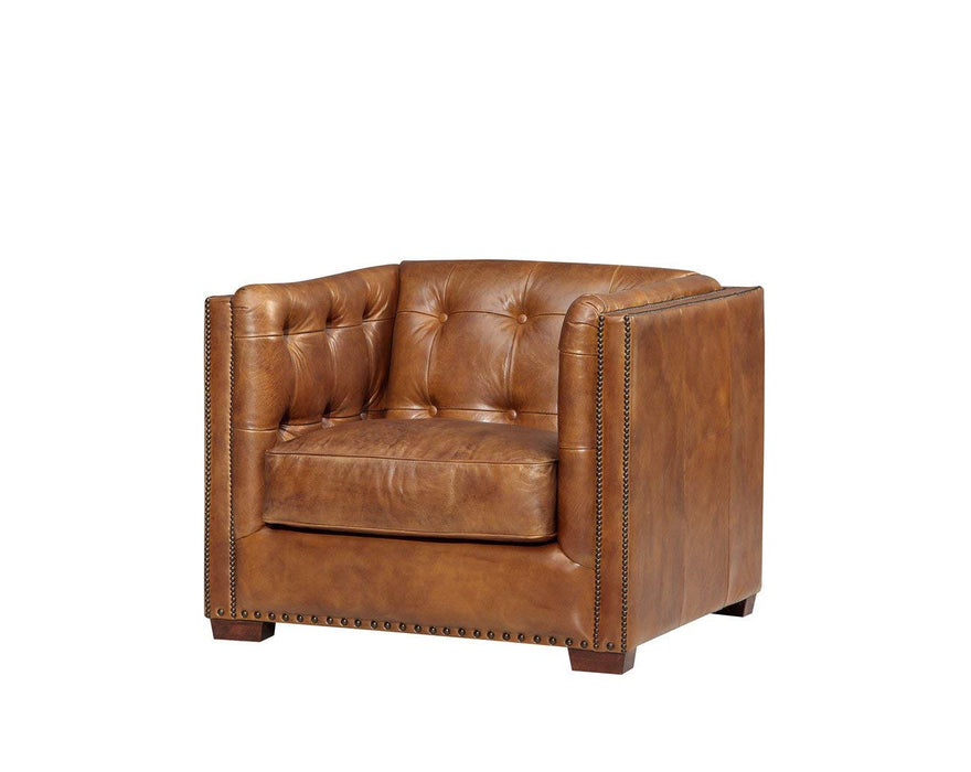 Tuxedo Leather Arm Chair - Crafters and Weavers